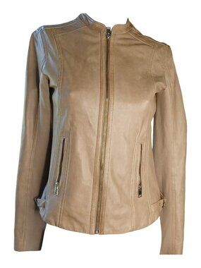 Lamarque Jacket Womens XS Leather Moto Camel